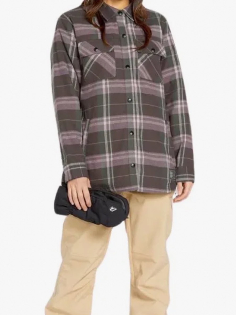 NWOT Volcom Women’s Insulated Riding Flannel Jacket Dusty Lavender Size Medium